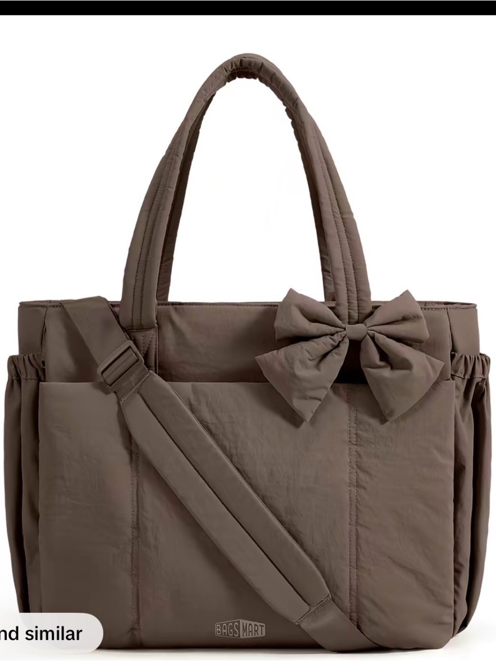 Bagsmart Brown Tote with Removable Crossbody Strap